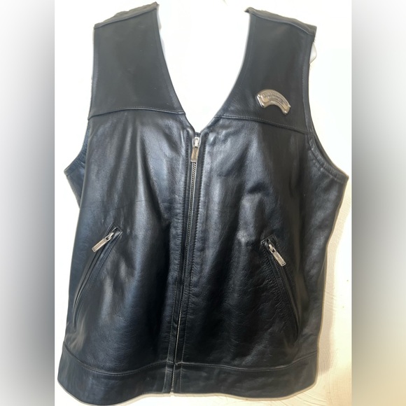 Harley Davidson Men’s Leather Vest Size Medium Excellent - Picture 3 of 14